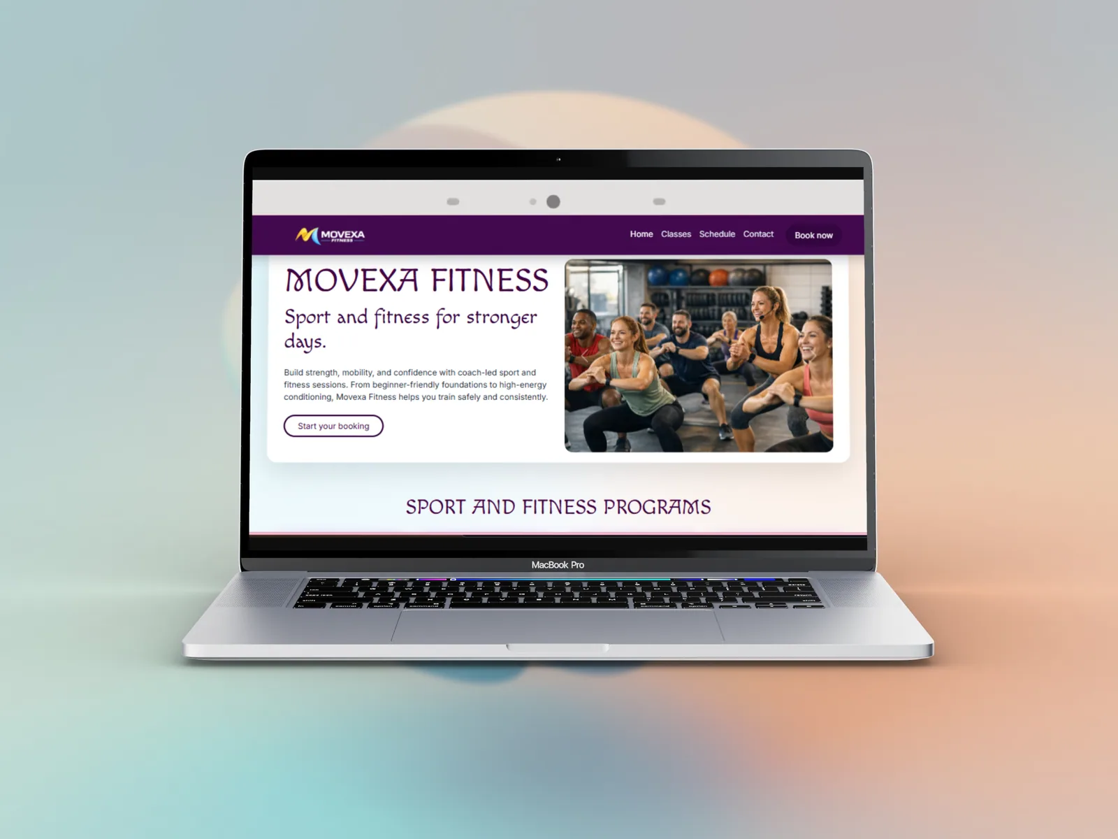 Movexa Fitness website mockup