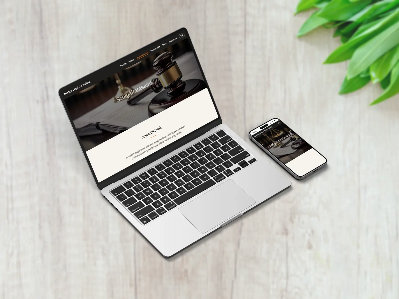 Prestige Legal Consulting weboldal mockup